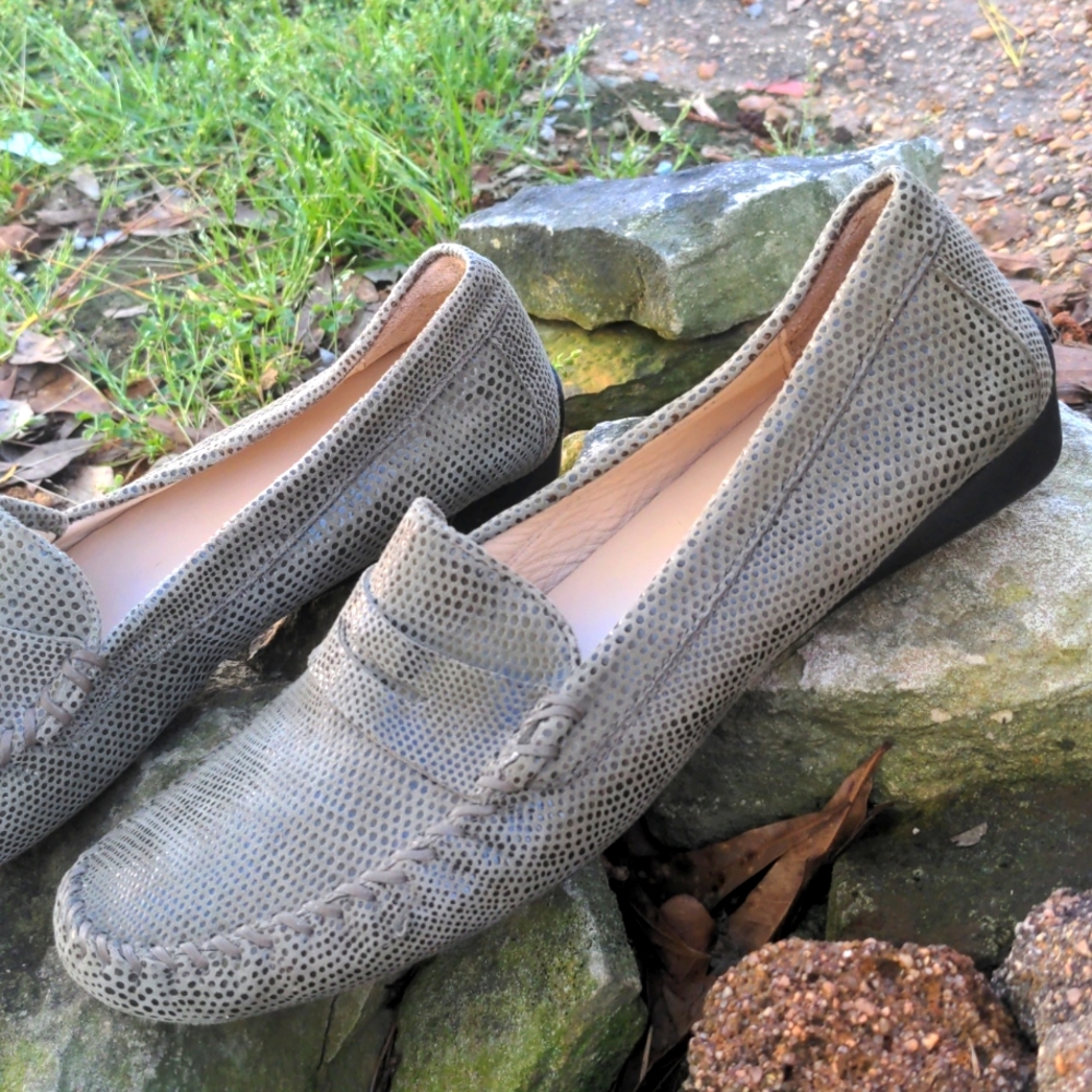 Via Neroli Resa Gray Print Penny Loafer Flats